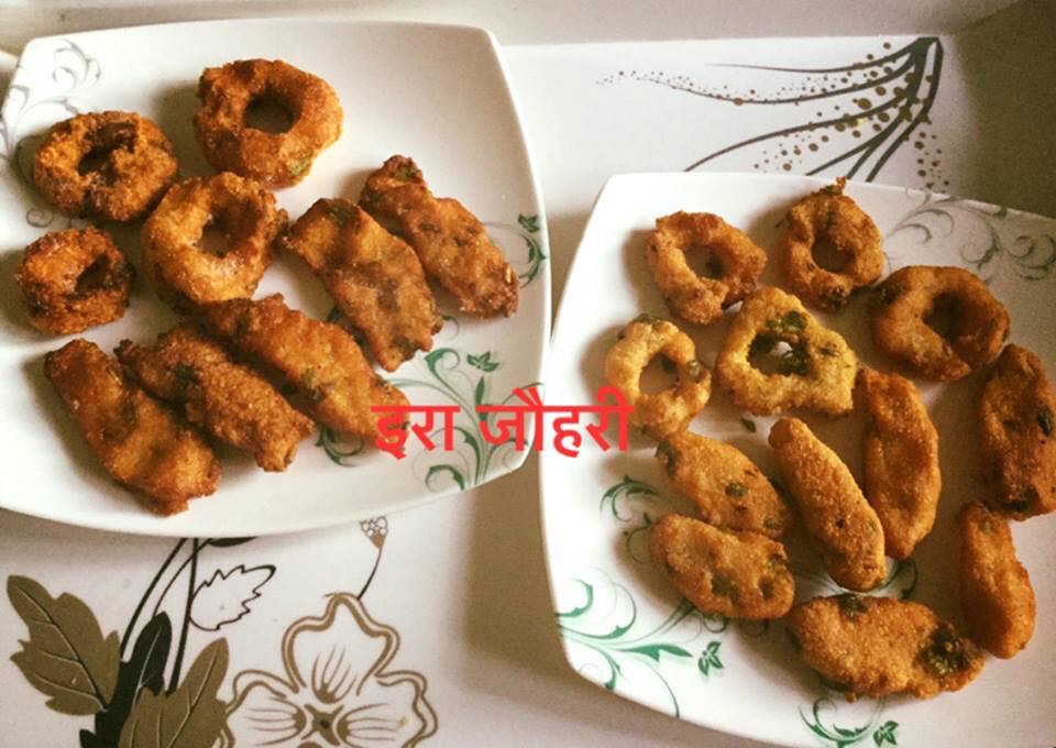 स्नैक्स !!!!  सूजी की फली और बड़े