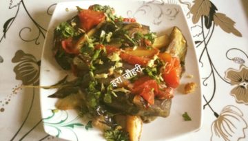 बिना मसाले का आलू बैगन टमाटर