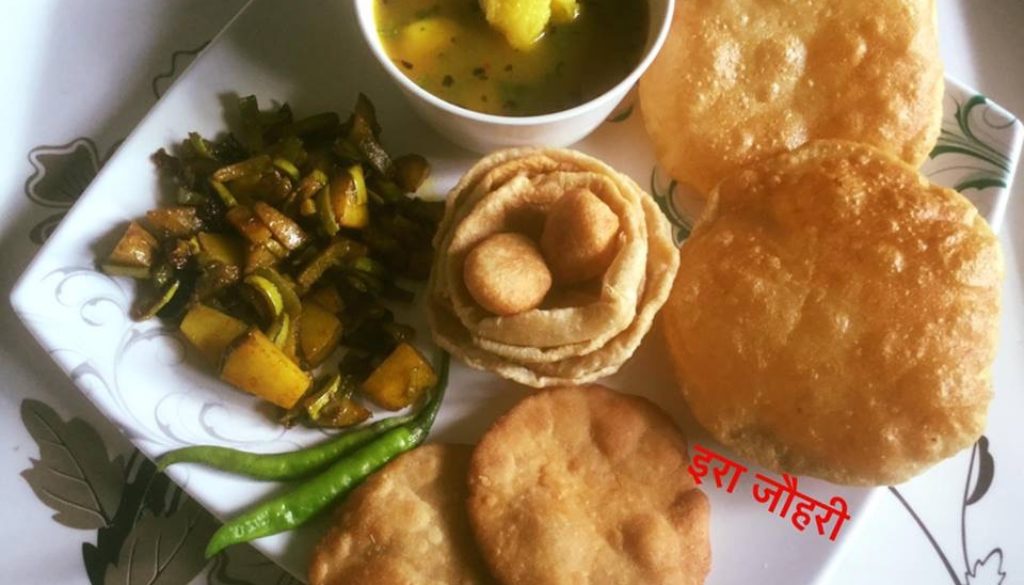 पूड़ी ,सब्जी ,पुआ और गुलगुले !!! त्योहार का पारम्परिक भोजन