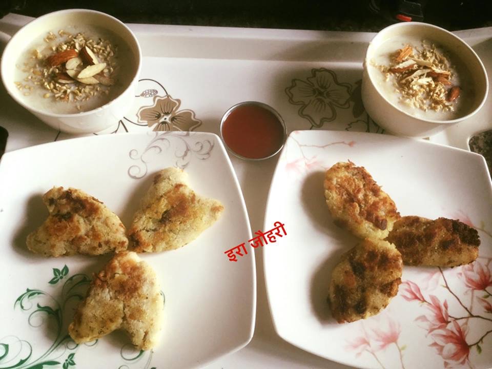 ब्रेड के सैन्डविच और कटलेट के साथ दूध वाली सिंवई !!!!