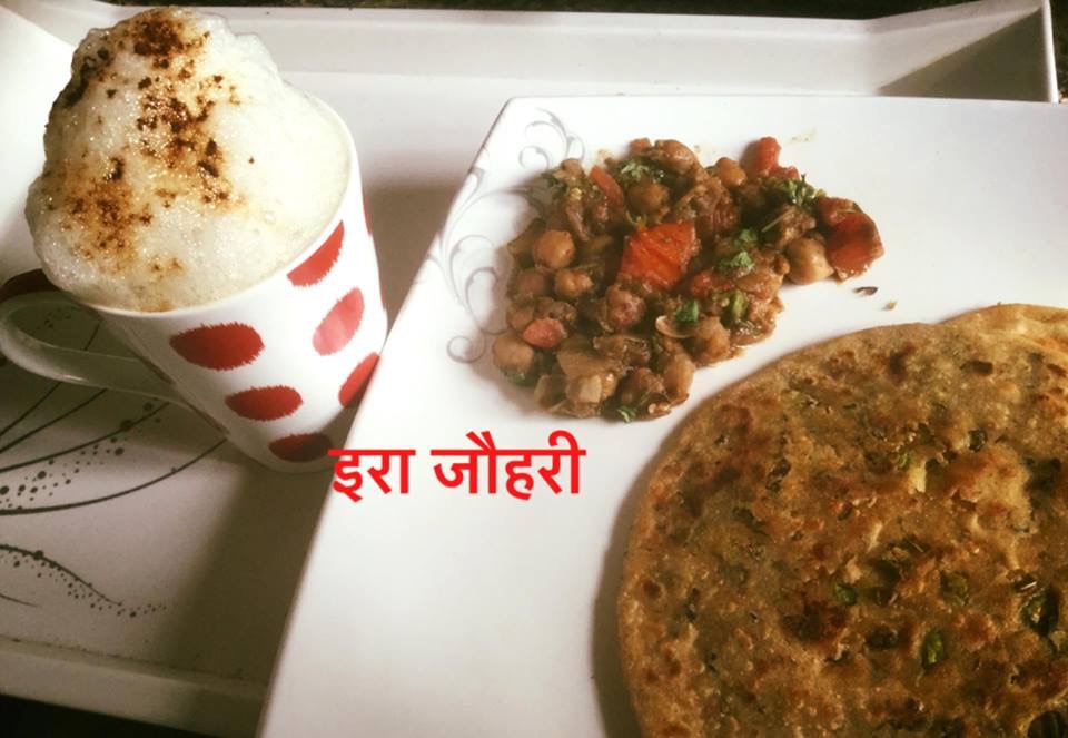 छोले व बची दाल का भरवाँ पराठा !!!!