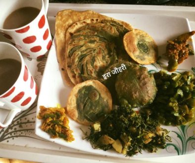 बथुये की पूड़ी  ,दुरंगी  पूड़ी और लच्छा पराठा