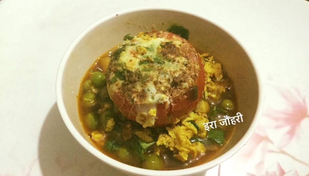 अण्डा ,मटर भरा भरवाँ टमाटर !!!!!!